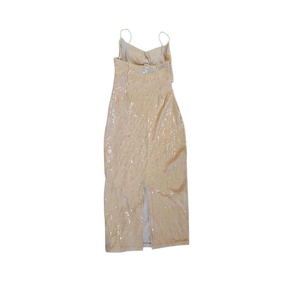 Retrofete (Retrofête) Sariah Sequin Cutout Beige Tan Nude Midi Dress Size M - Picture 4 of 6